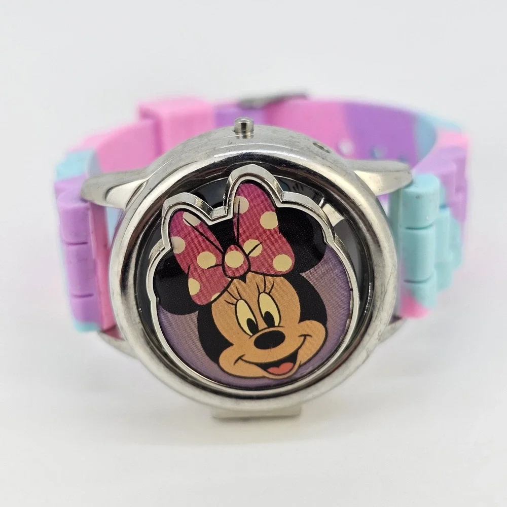 Disney Minnie Mouse Unicorn Spinner Digital LCD Kids Watch 36MM New‎ Battery